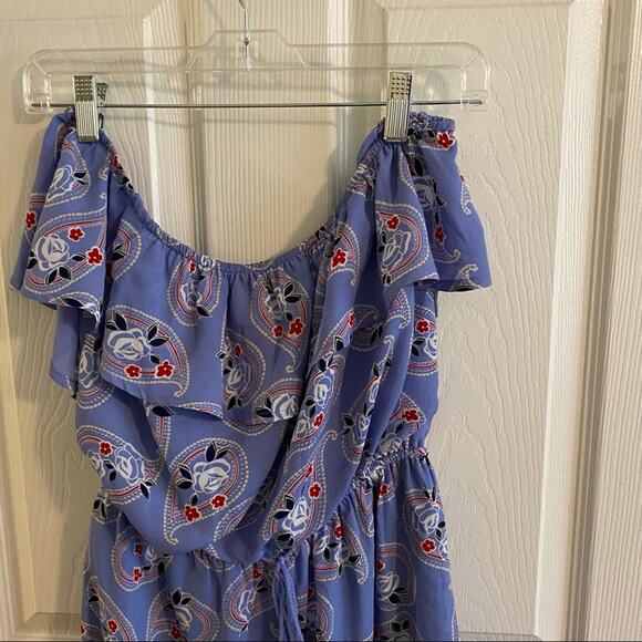 Blue Rain Paisley Print & Rose Romper / Shorts Jumpsuit Women's Size Small - Picture 3 of 9